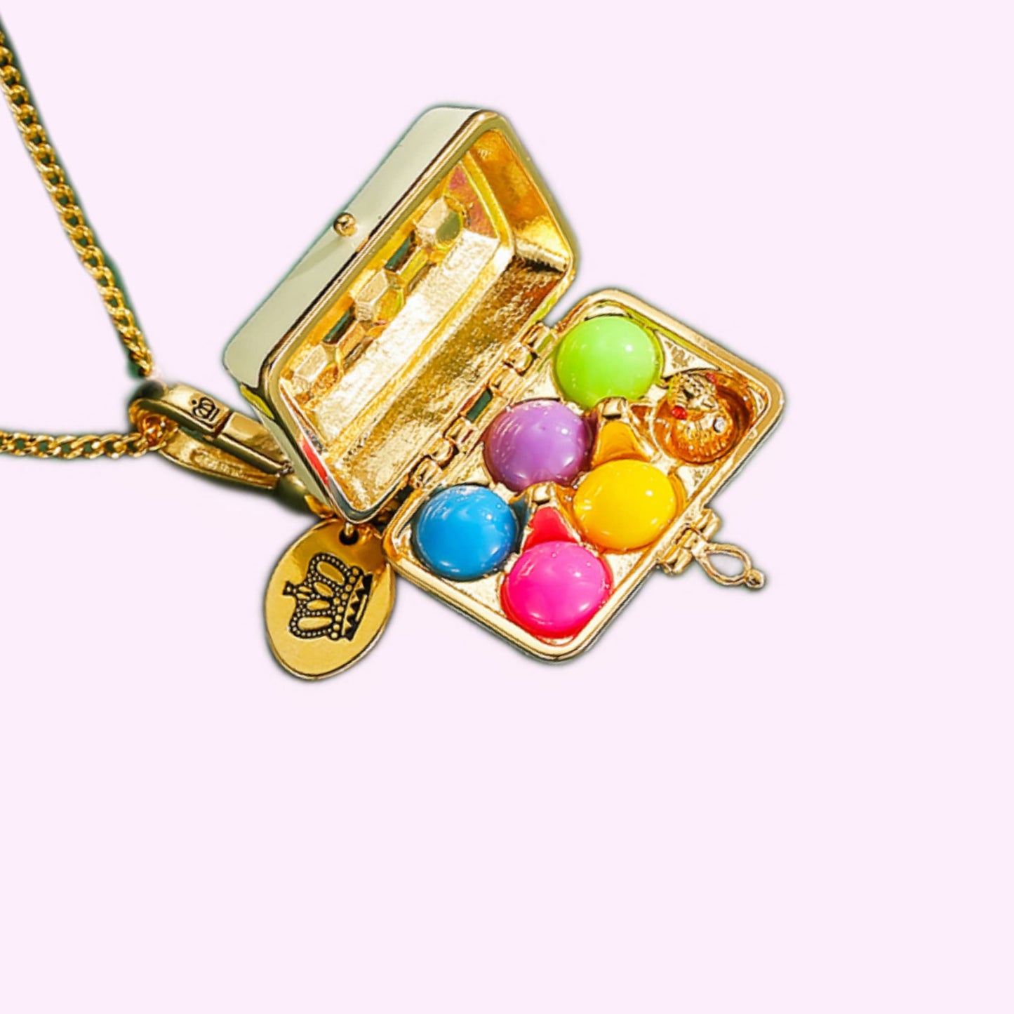 Egg Carton Enamel Locket Necklace