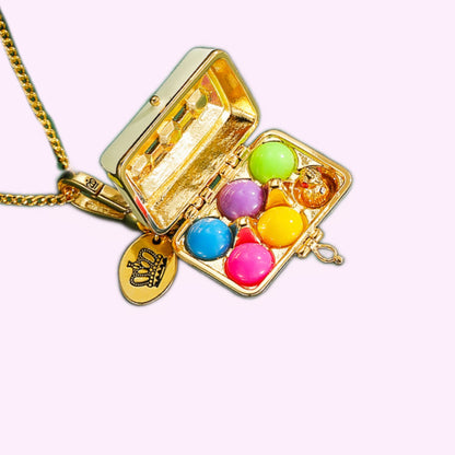 Egg Carton Enamel Locket Necklace
