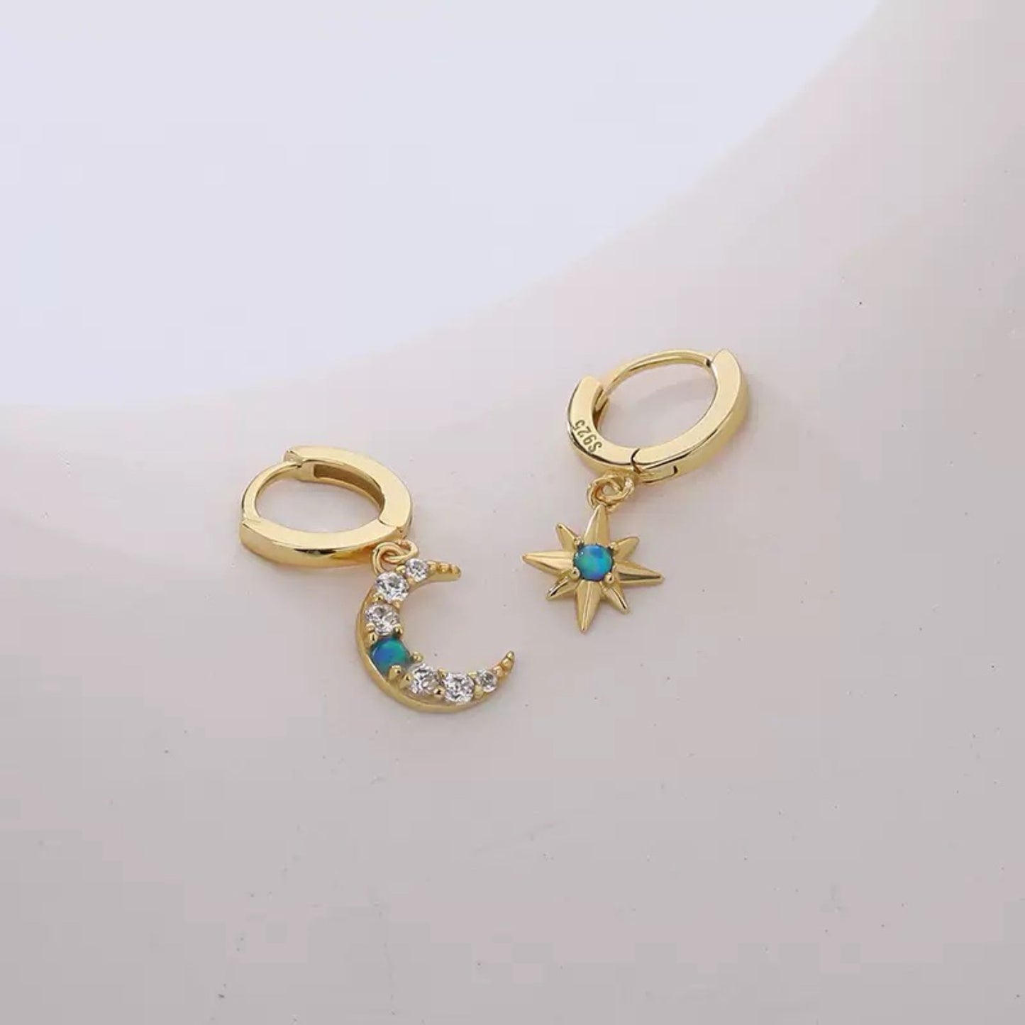 RareLucky Celestial Moon S925 Huggie Earrings