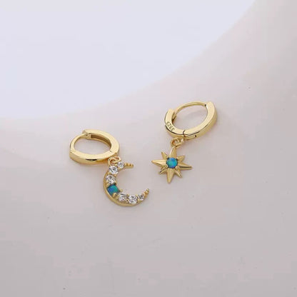 RareLucky Celestial Moon S925 Huggie Earrings