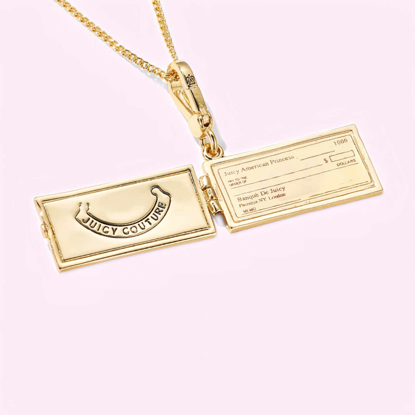 Cheque Book Enamel Locket Necklace