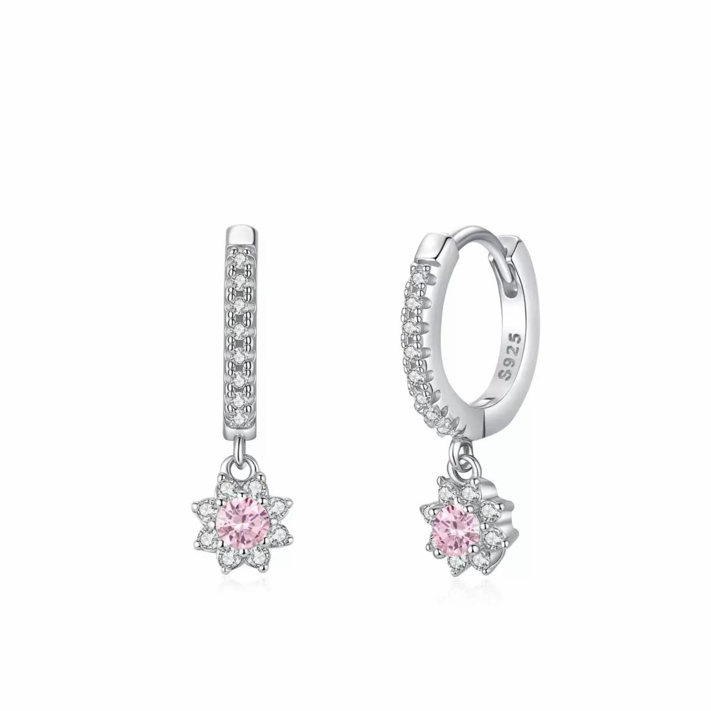 RareLucky Pink Snowflake S925 Jewelry Set