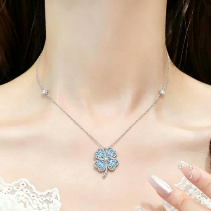RareLucky Ice Blue Four-Leaf Clover S925 Necklace