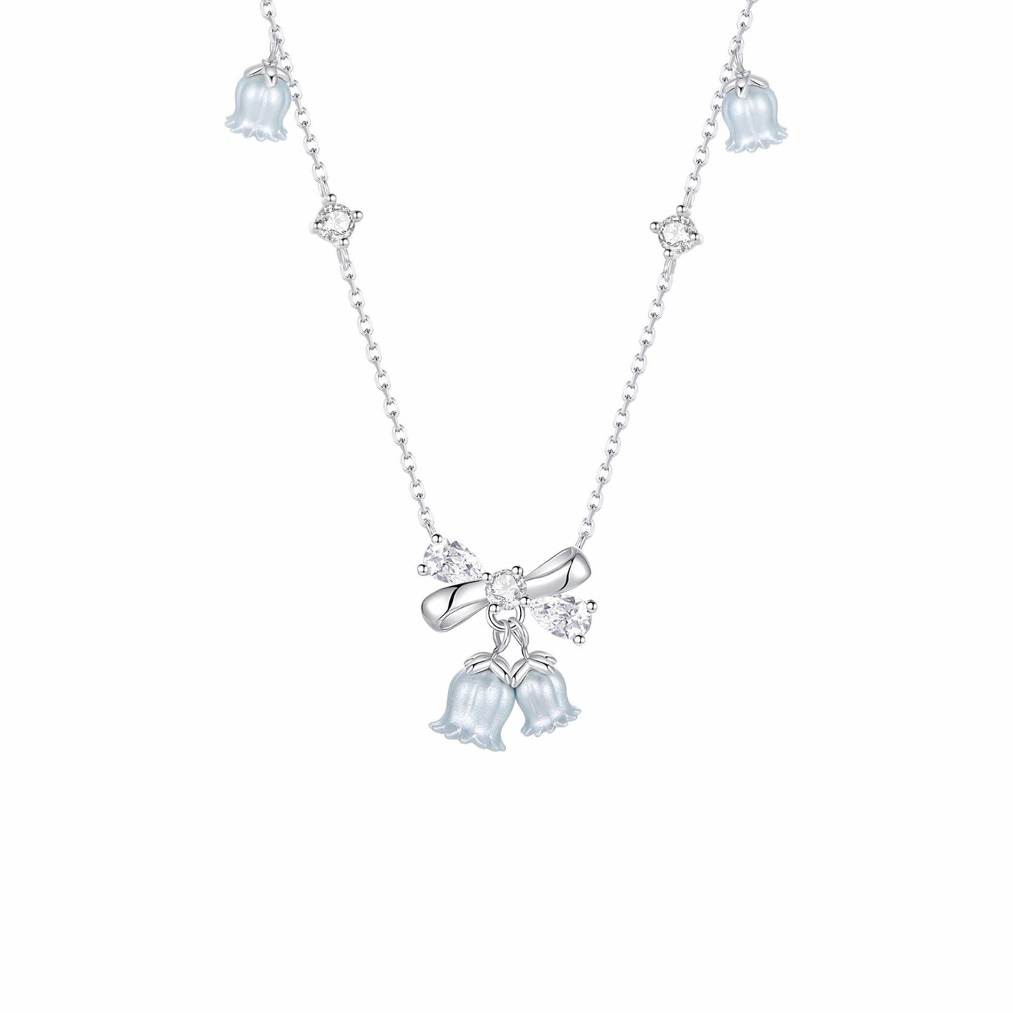 RareLucky Bluebell Bow S925 Necklace & Earrings Set
