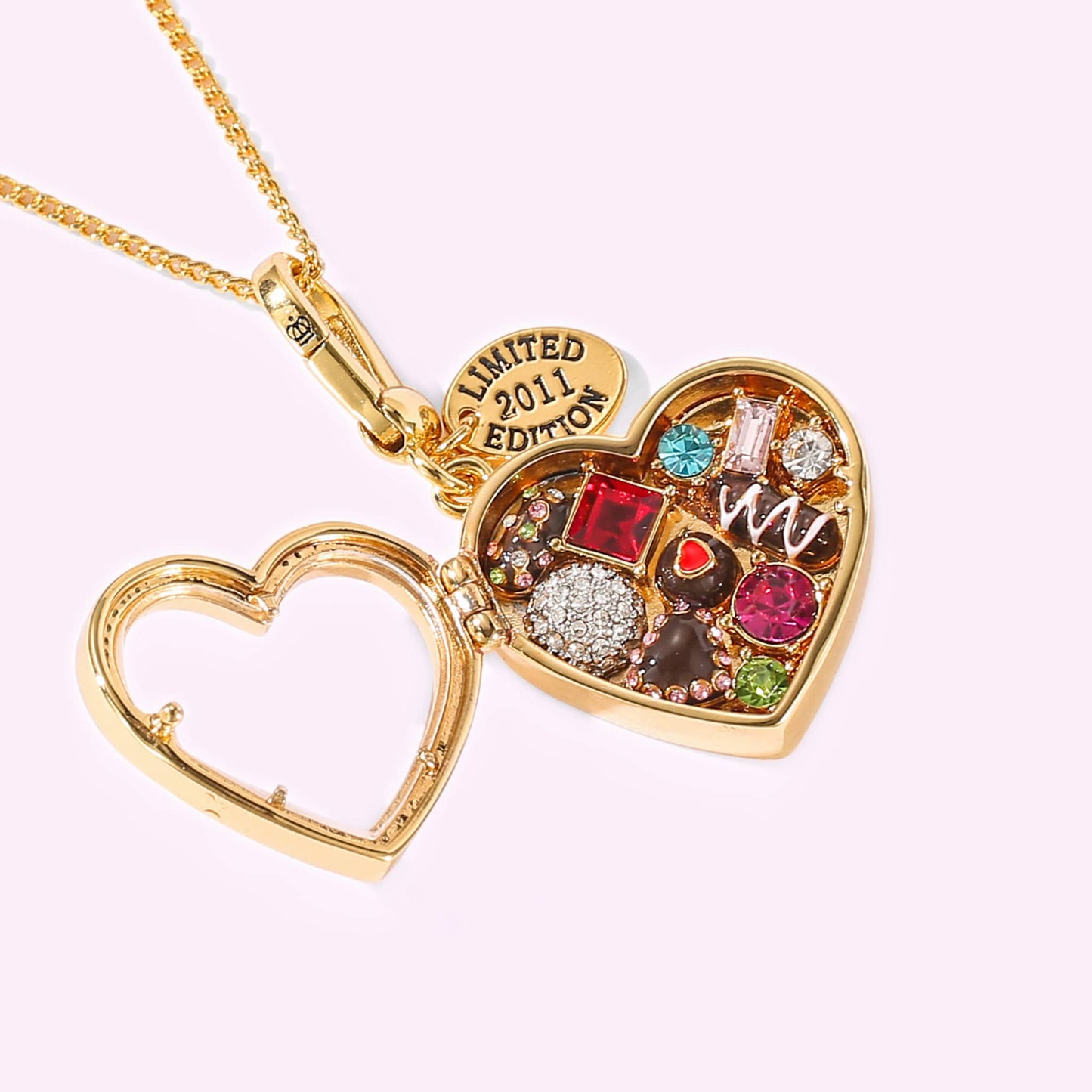 Chocolate Heart Enamel Locket Necklace