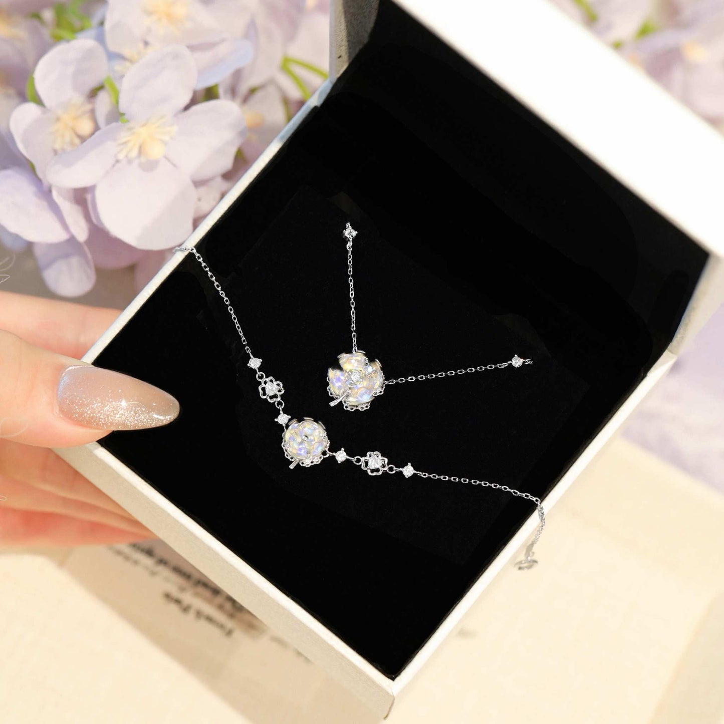 RareLucky Rotating Aurora Clover S925 Jewelry Set