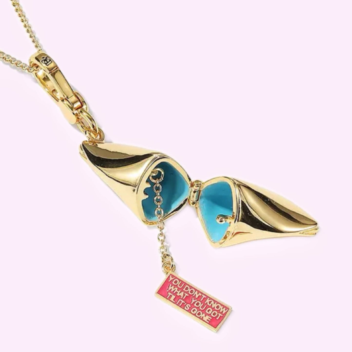 Lucky Fortune Cookie Enamel Locket Necklace