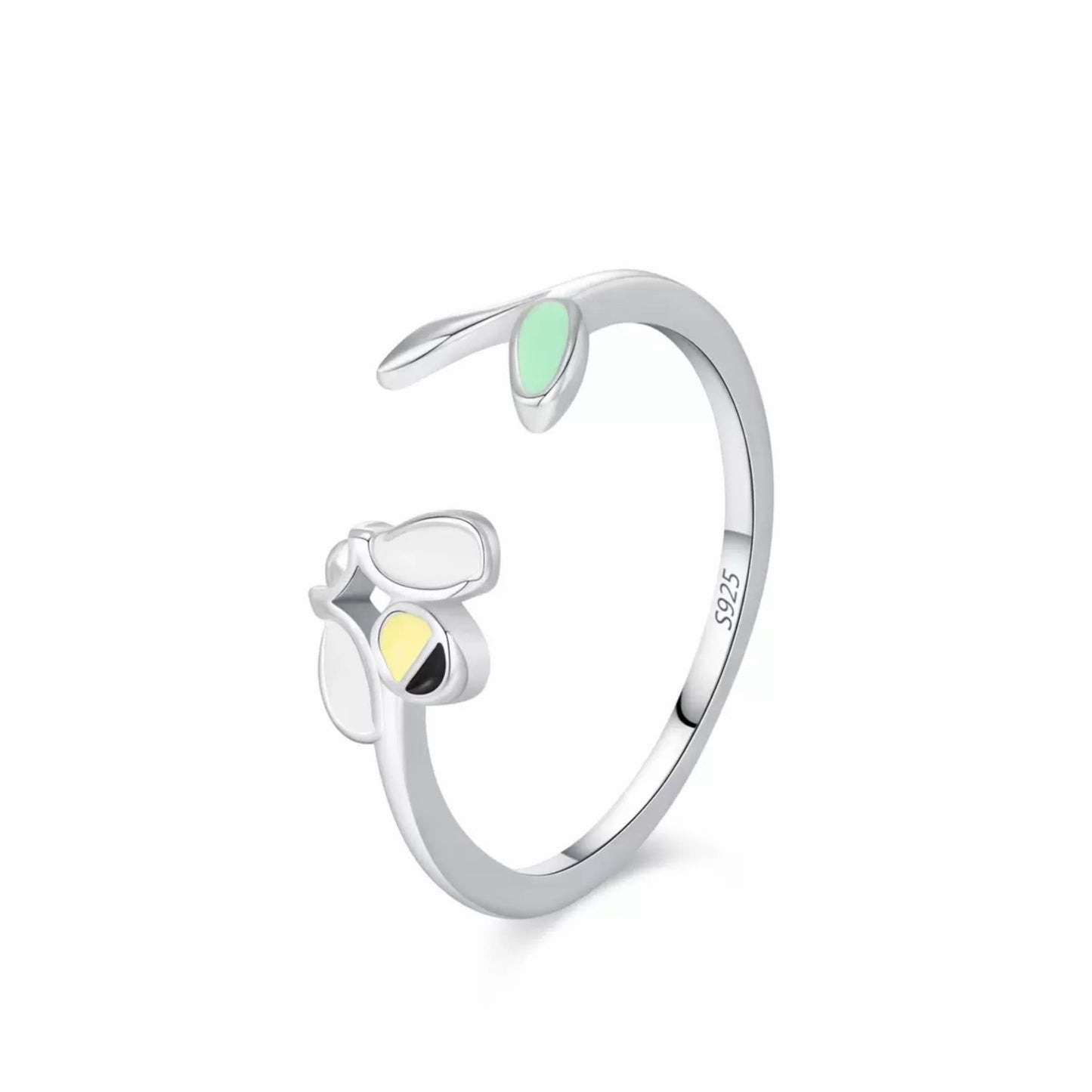RareLucky Bee Enamel S925 Necklace and Ring Set