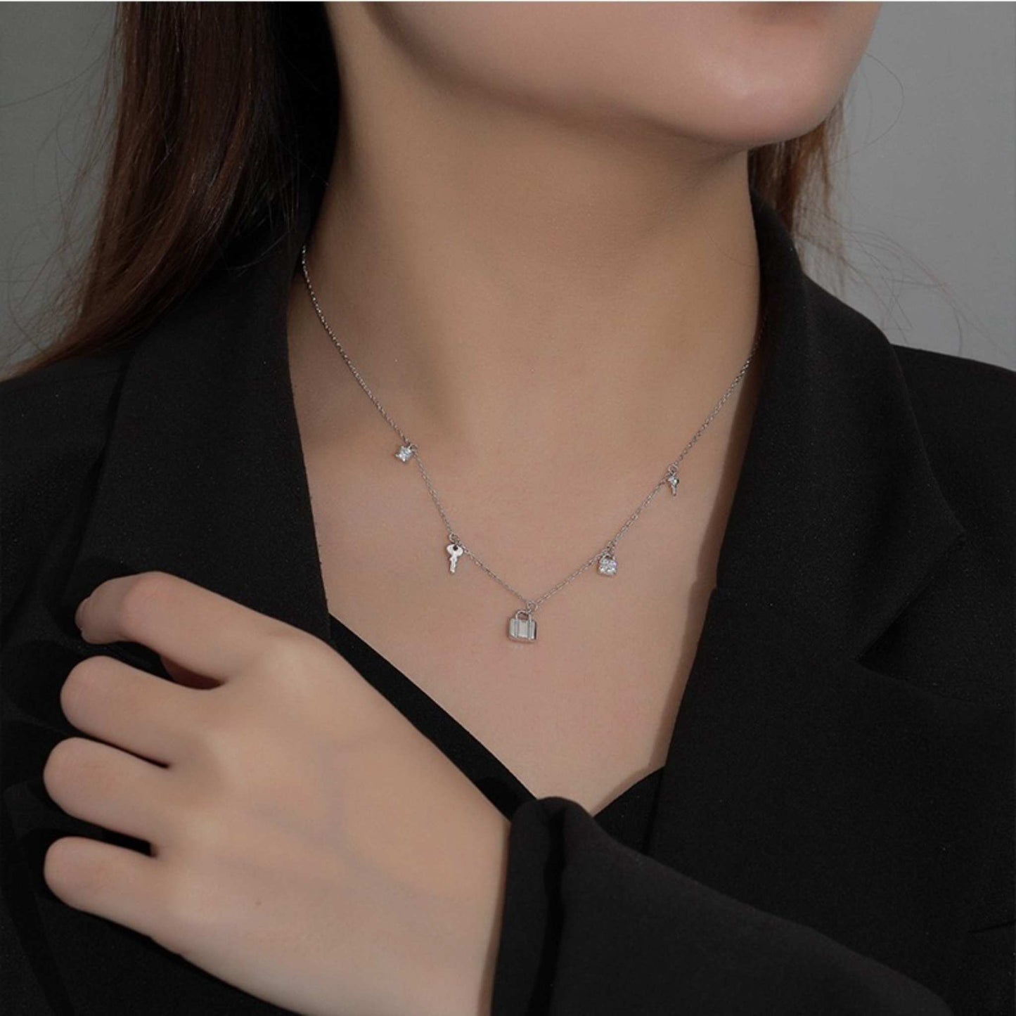 RareLucky Lock & Key Charm S925 Necklace