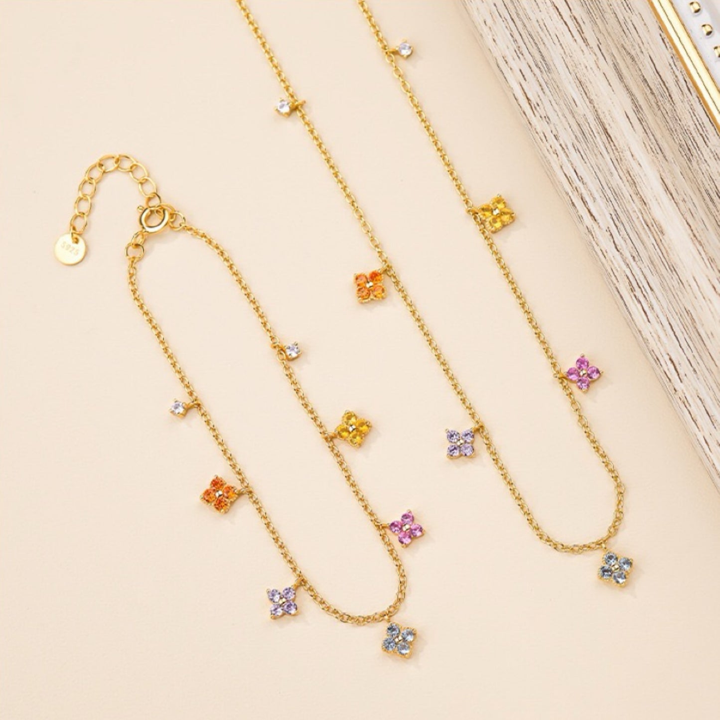 RareLucky Rainbow Clover S925 Jewelry Set