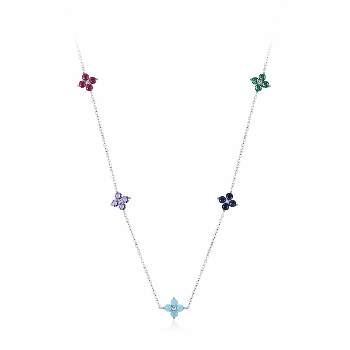 RareLucky Multicolor Clover S925 Necklace & Bracelet Set