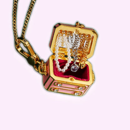 Jewelry Box  Enamel  Locket Necklace