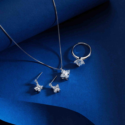 RareLucky Four-Petal Moissanite Jewelry Set
