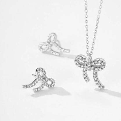 RareLucky Silver Bow S925 Jewelry Set