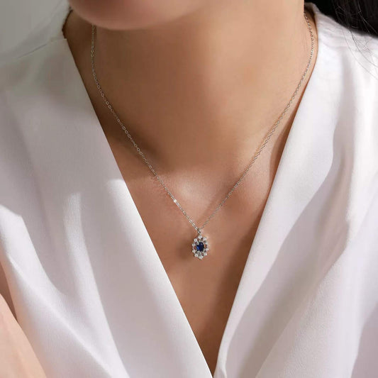RareLucky Blue Prism S925 Necklace & Studs Set