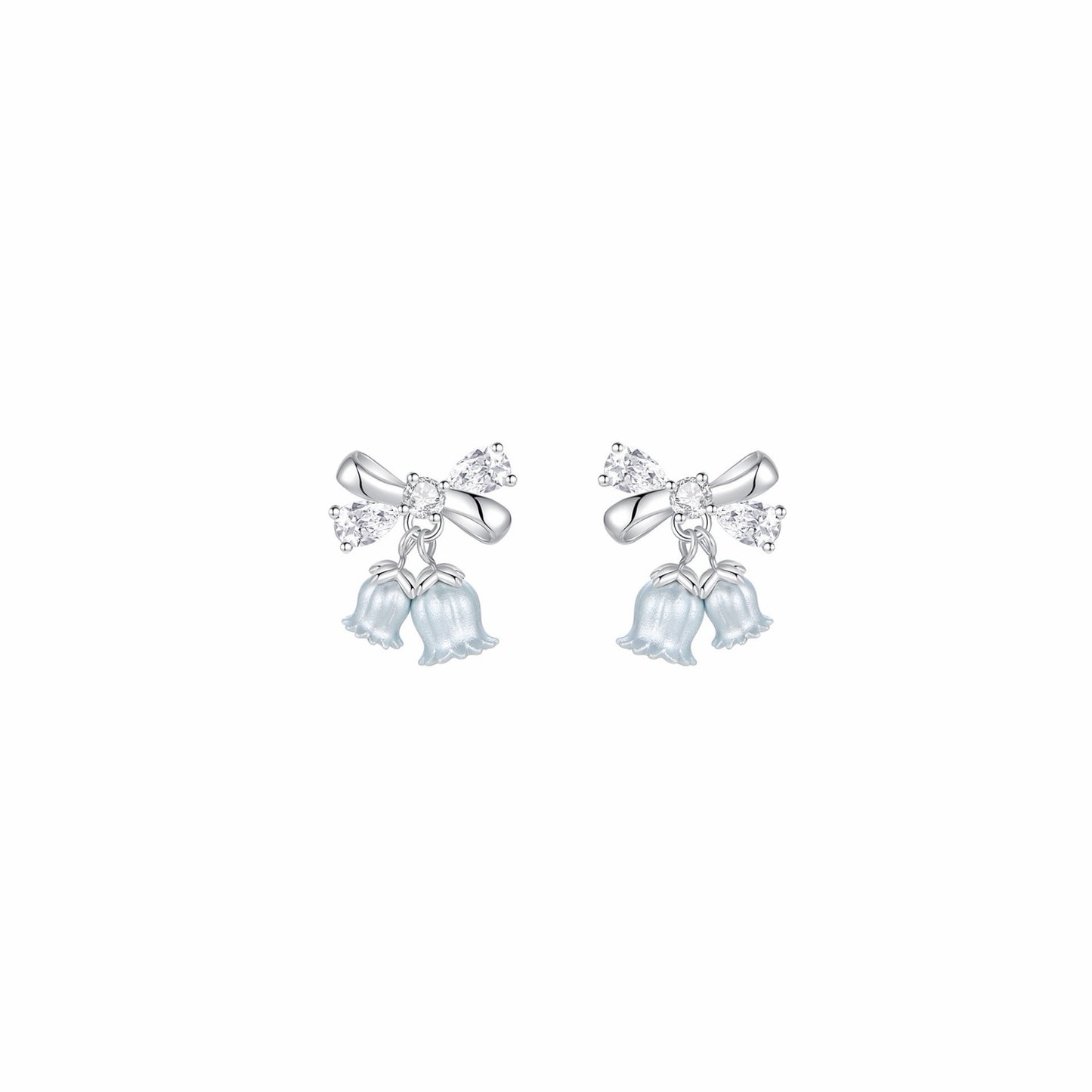 RareLucky Bluebell Bow S925 Necklace & Earrings Set