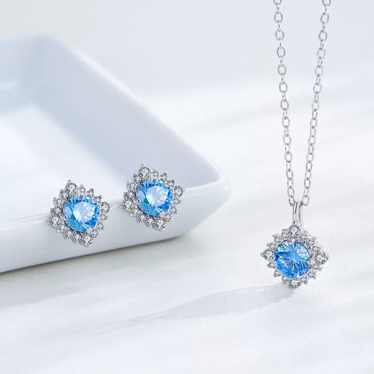 RareLucky Blue Snowflake S925 Jewelry Set