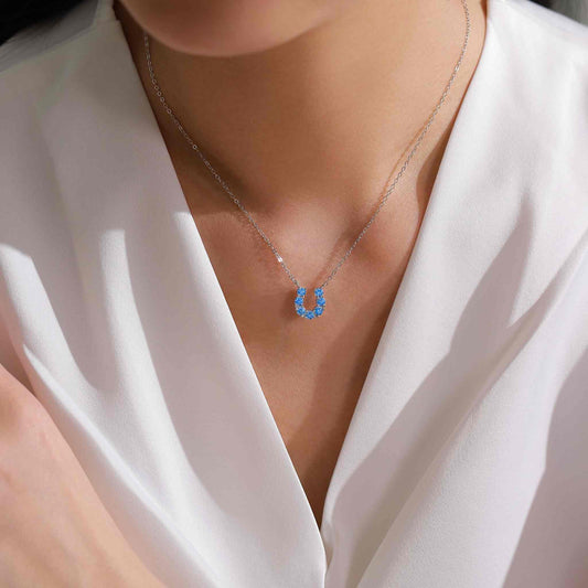 RareLucky Blue Horseshoe S925 Necklace