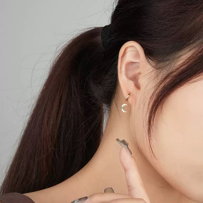 RareLucky Celestial Moon S925 Huggie Earrings