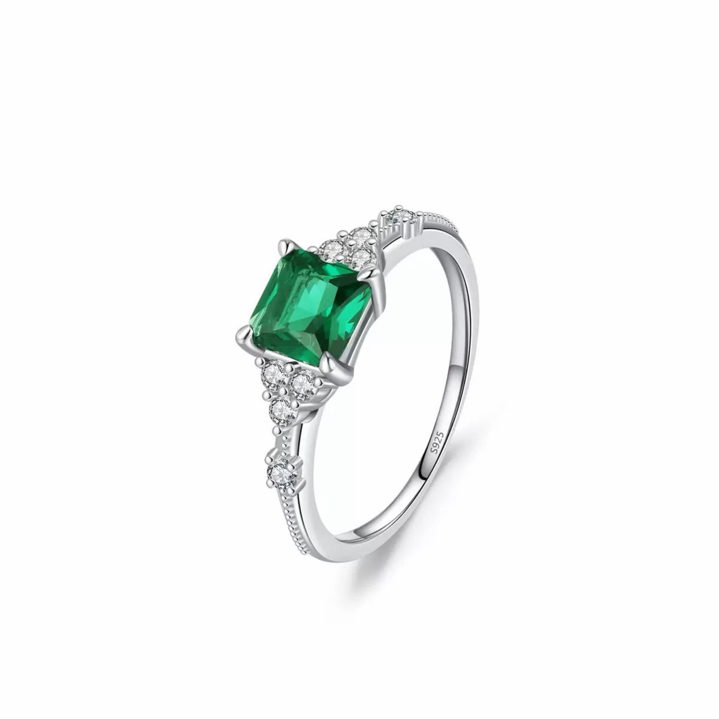 RareLucky Green Square S925 Jewelry Set