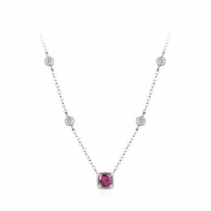 RareLucky Deep Red Bezel Station S925 Necklace & Bracelet Set