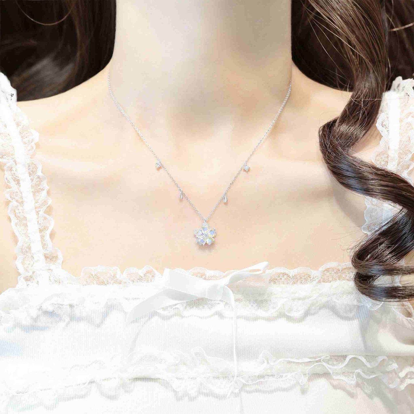 RareLucky Rotating Aurora Sakura S925 Necklace & Bracelet Set