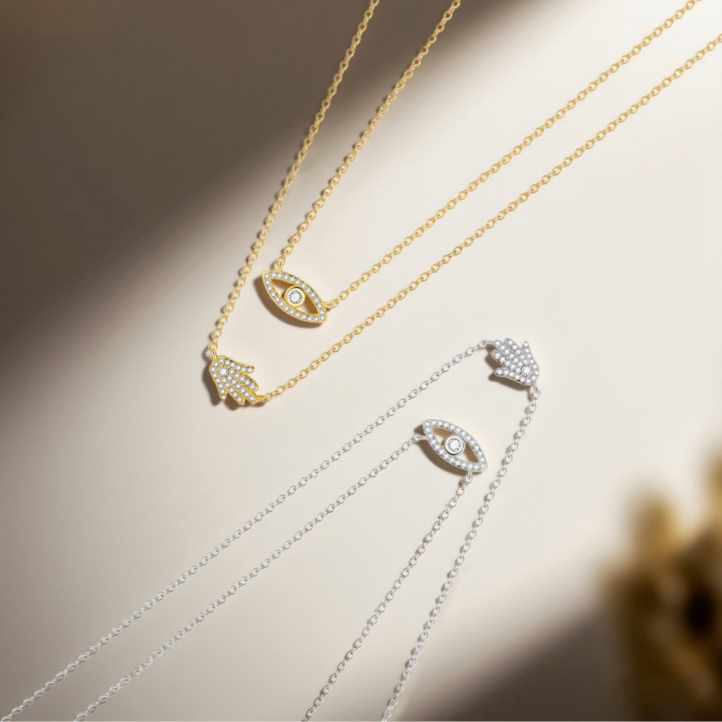 RareLucky Hamsa Eye S925 Layered Necklace