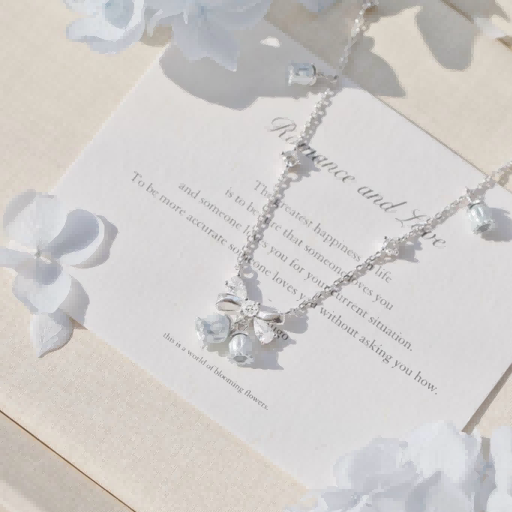 RareLucky Bluebell Bow S925 Necklace & Earrings Set