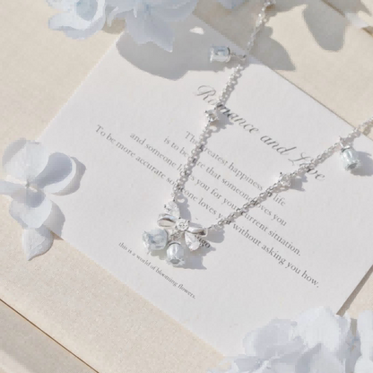 RareLucky Bluebell Bow S925 Necklace & Earrings Set