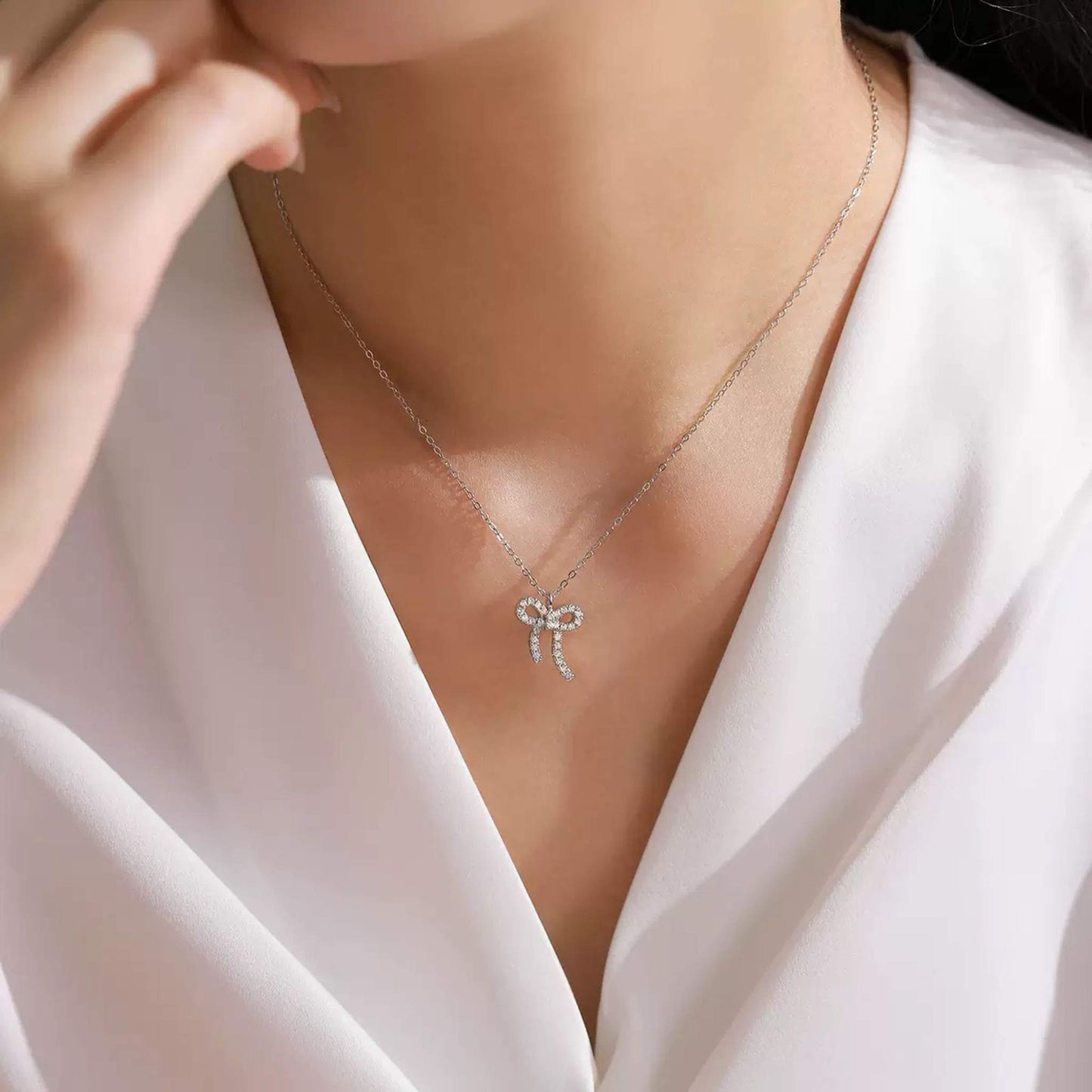 RareLucky Silver Bow S925 Jewelry Set