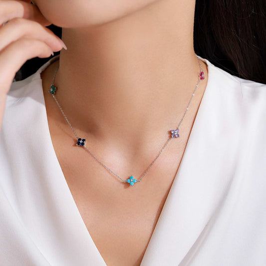 RareLucky Multicolor Clover S925 Necklace & Bracelet Set