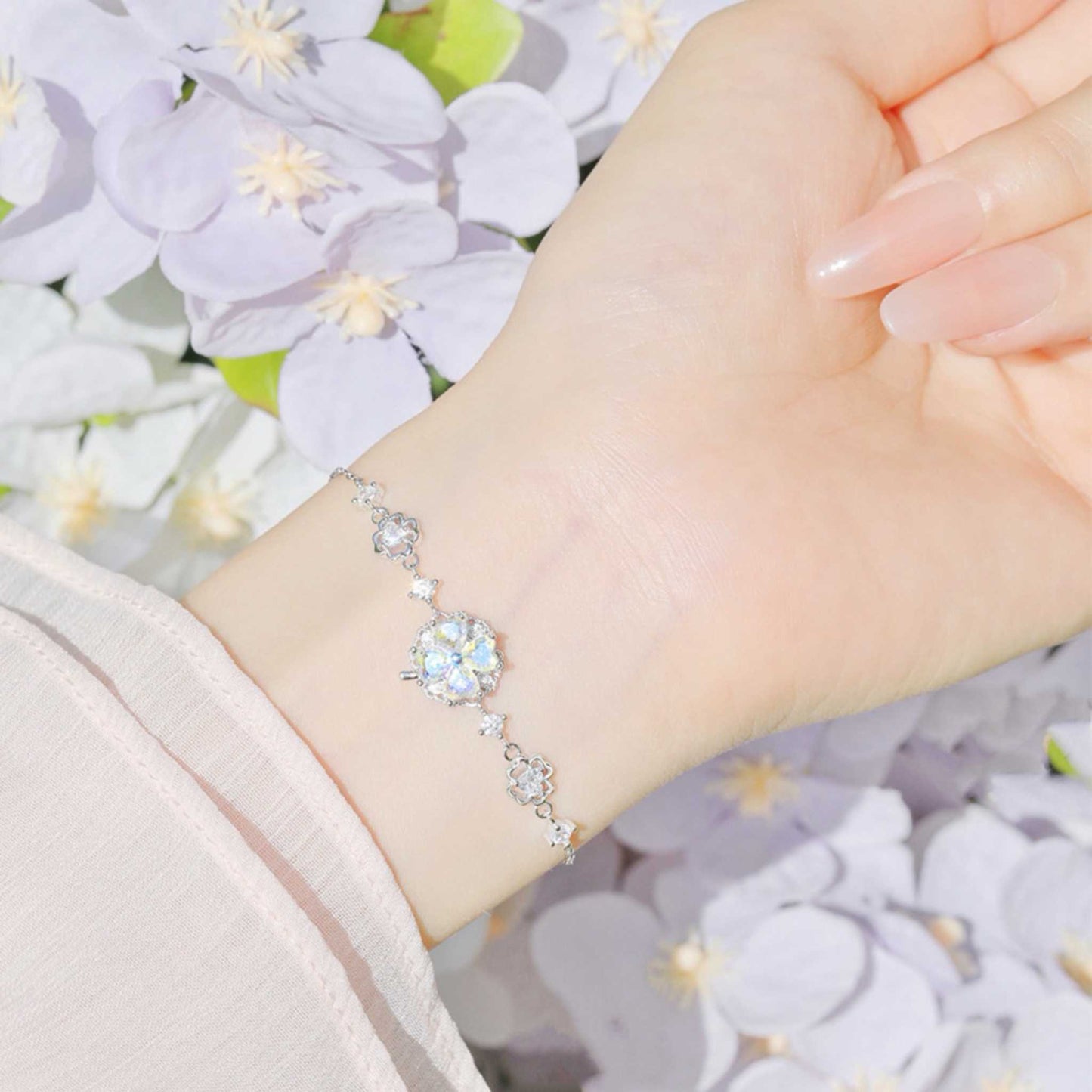 RareLucky Rotating Aurora Clover S925 Jewelry Set
