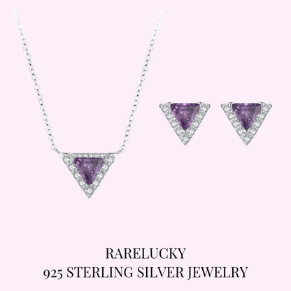 RareLucky Triangle Halo S925 Necklace & Stud Earrings Set