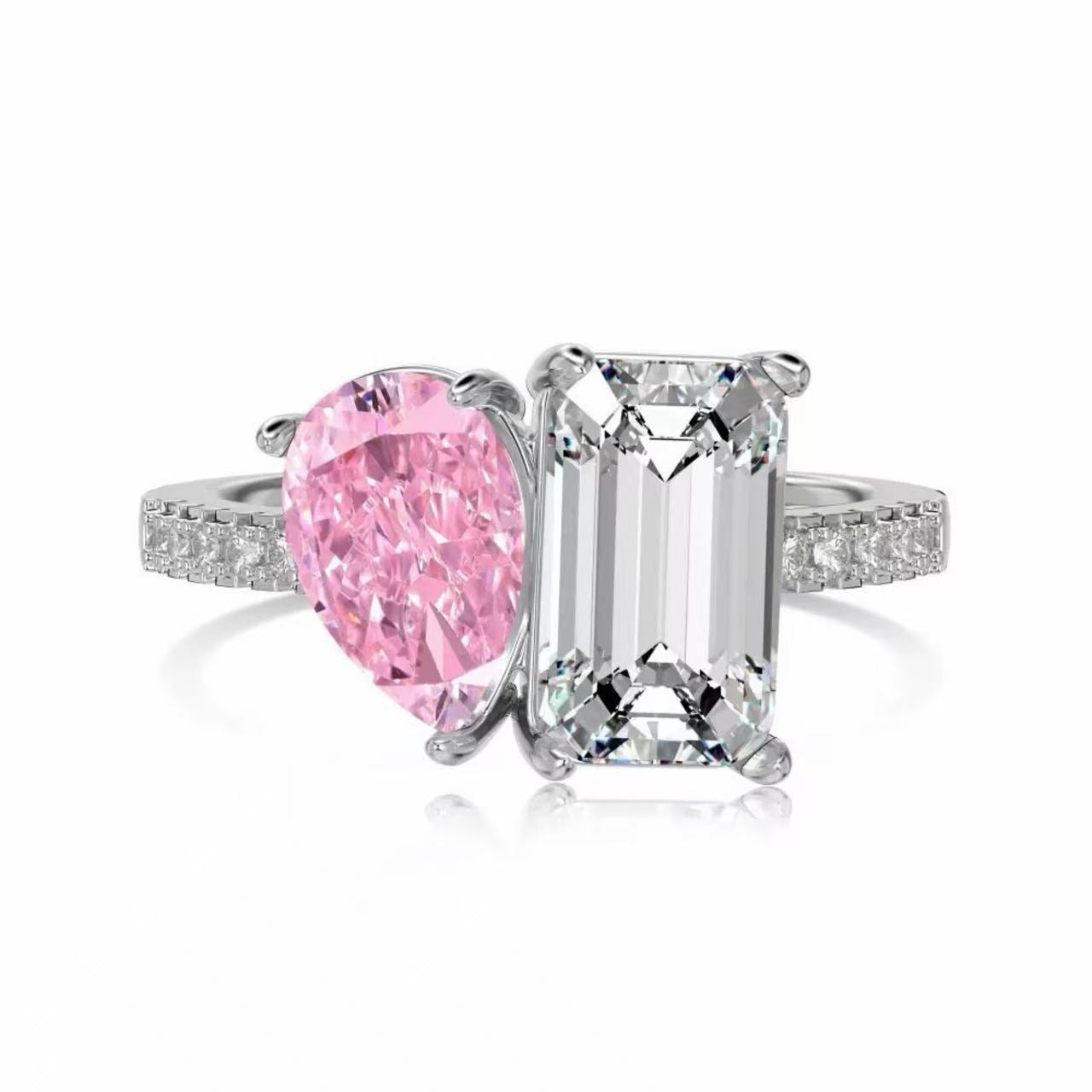 RareLucky Pink Ice-Cut CZ Rings