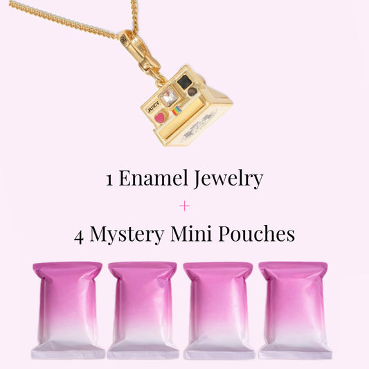 Vintage Record Player Locket Necklace + 4 Mystery Mini Bags