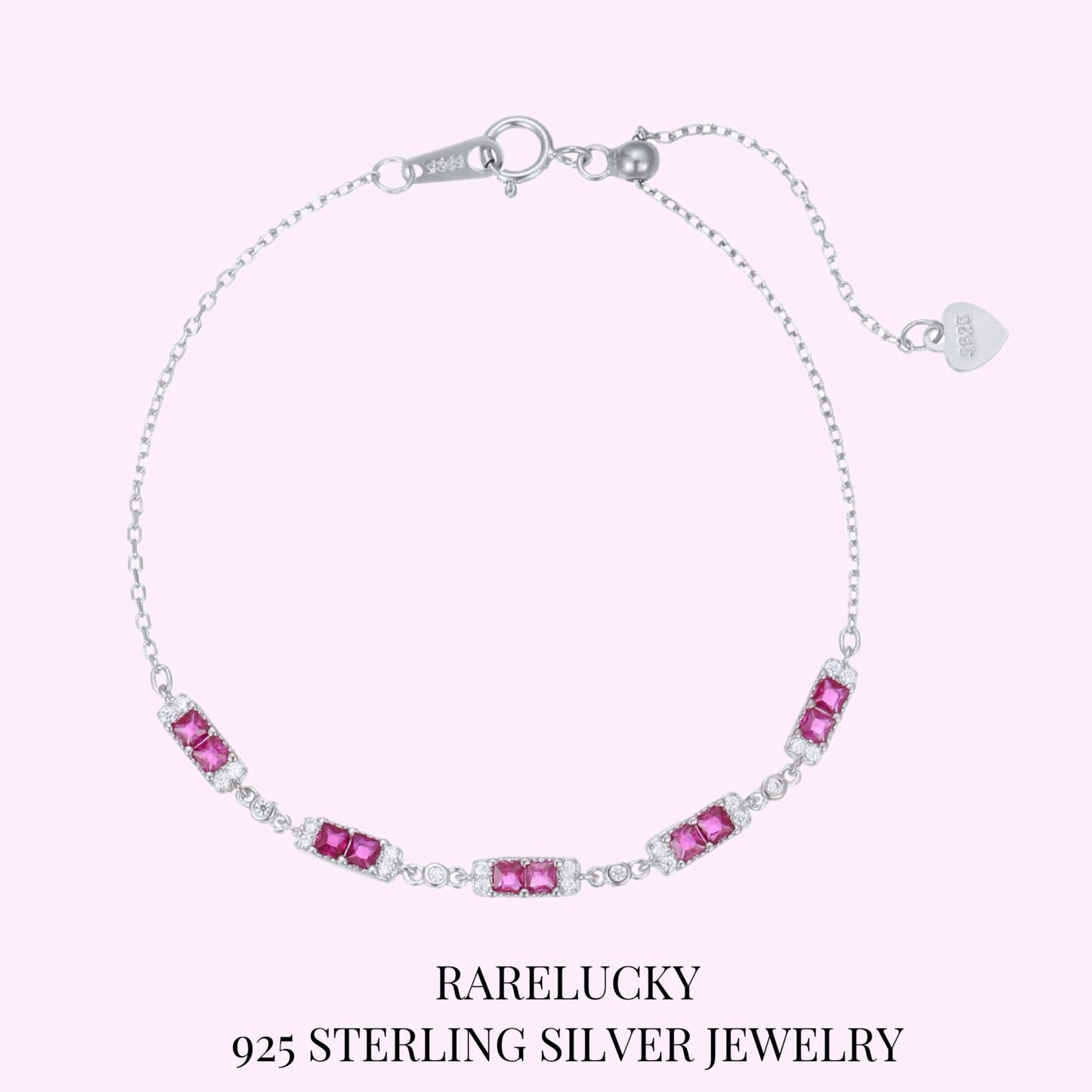 RareLucky Magenta Rectangle Station S925 Bracelet