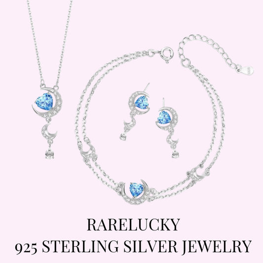 RareLucky Moon Heart S925 Jewelry Set