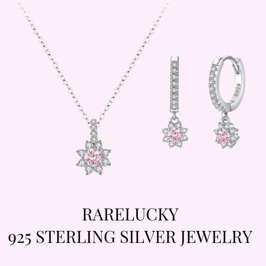 RareLucky Pink Snowflake S925 Jewelry Set