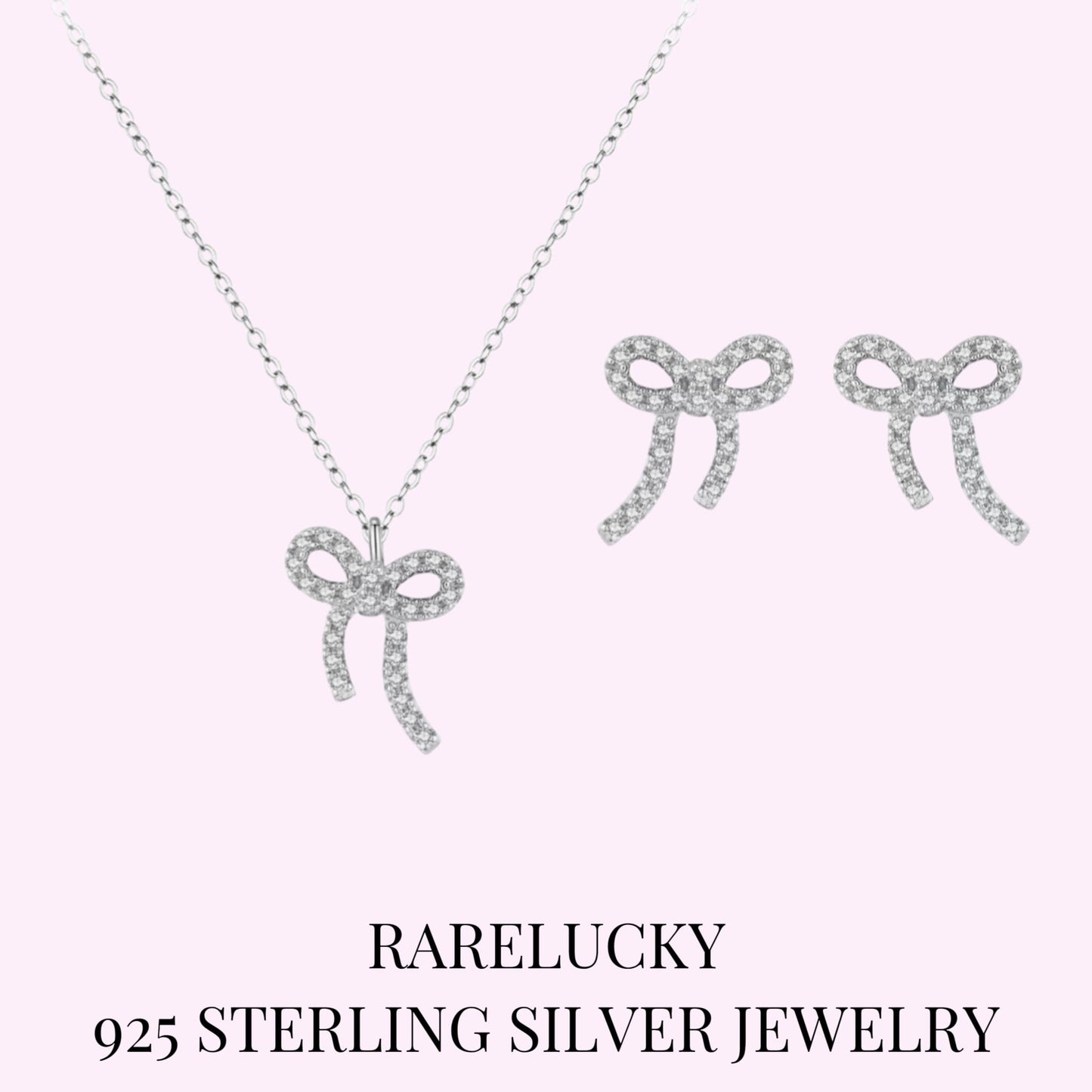 RareLucky Silver Bow S925 Jewelry Set