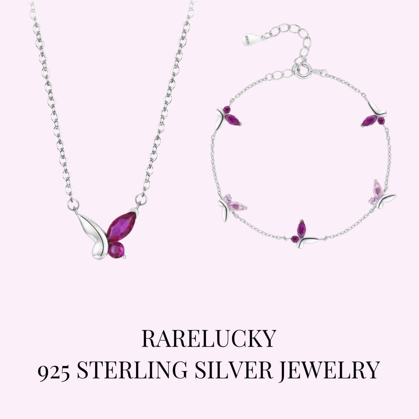 RareLucky Purple Butterfly S925 Jewelry Set