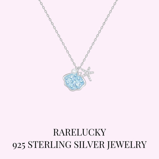 RareLucky Ice Blue Seashell Starfish S925 Necklace