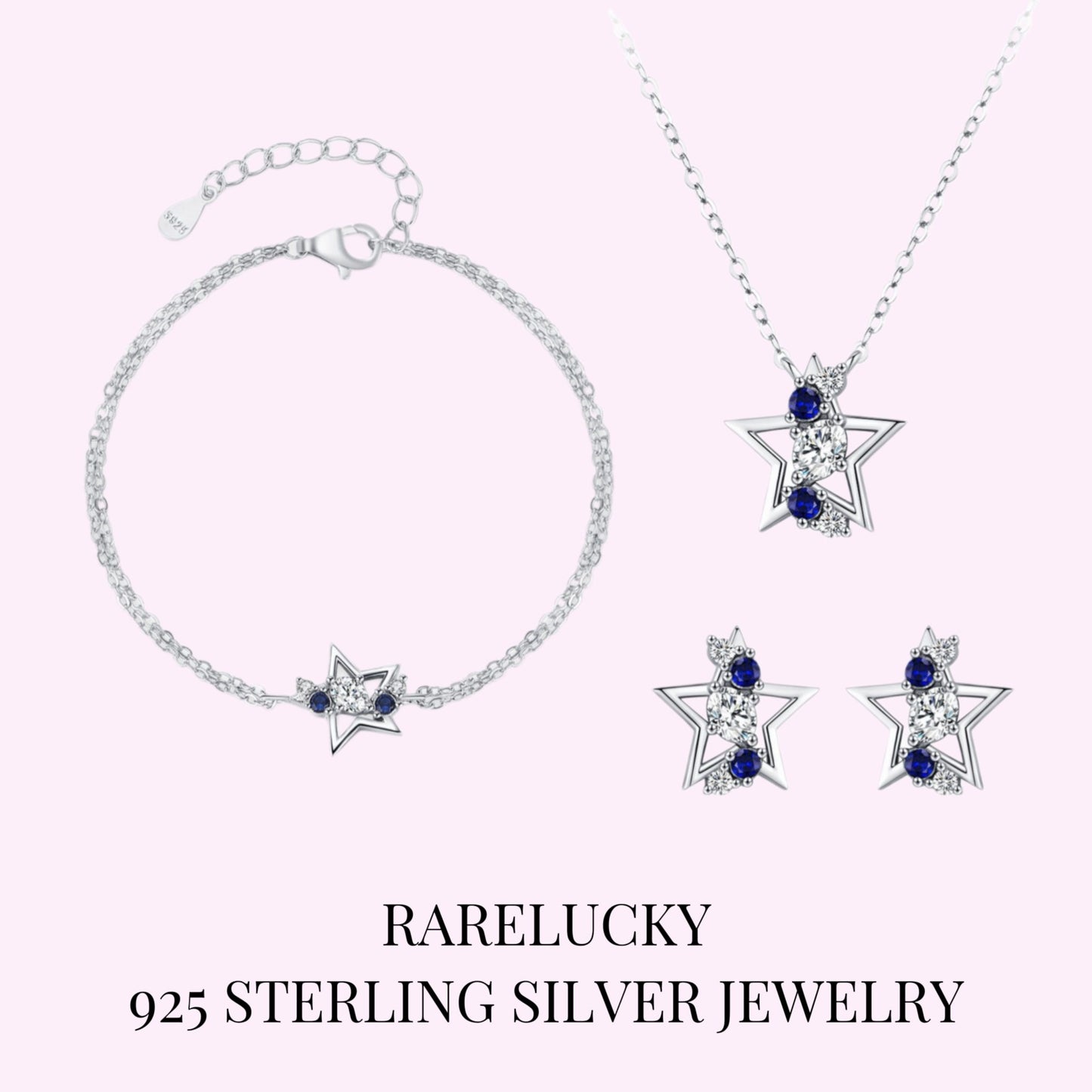 RareLucky Midnight Blue Star S925 Jewelry Set