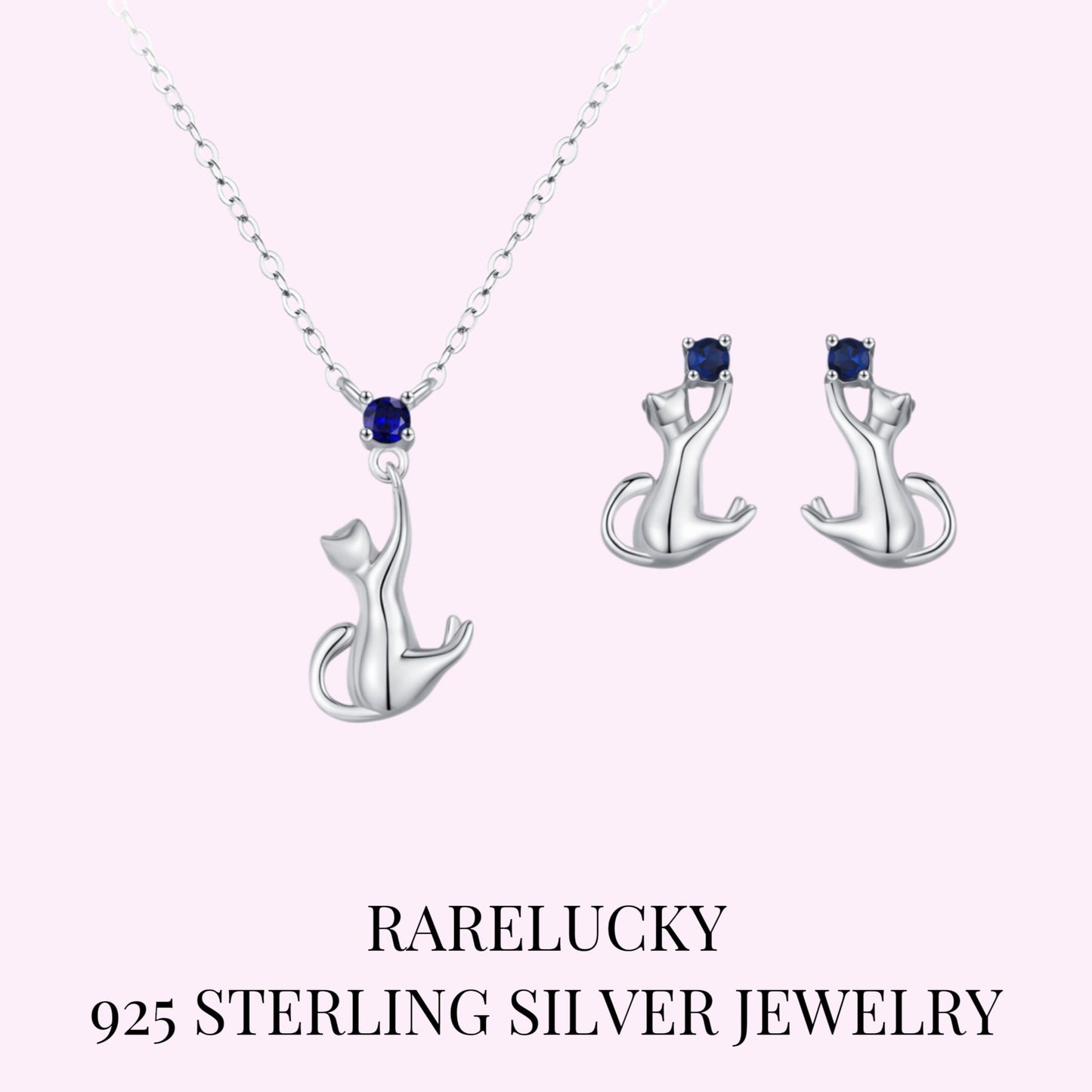 RareLucky Blue Cat S925 Jewelry Set