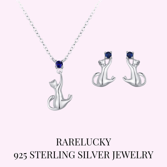 RareLucky Blue Cat S925 Jewelry Set