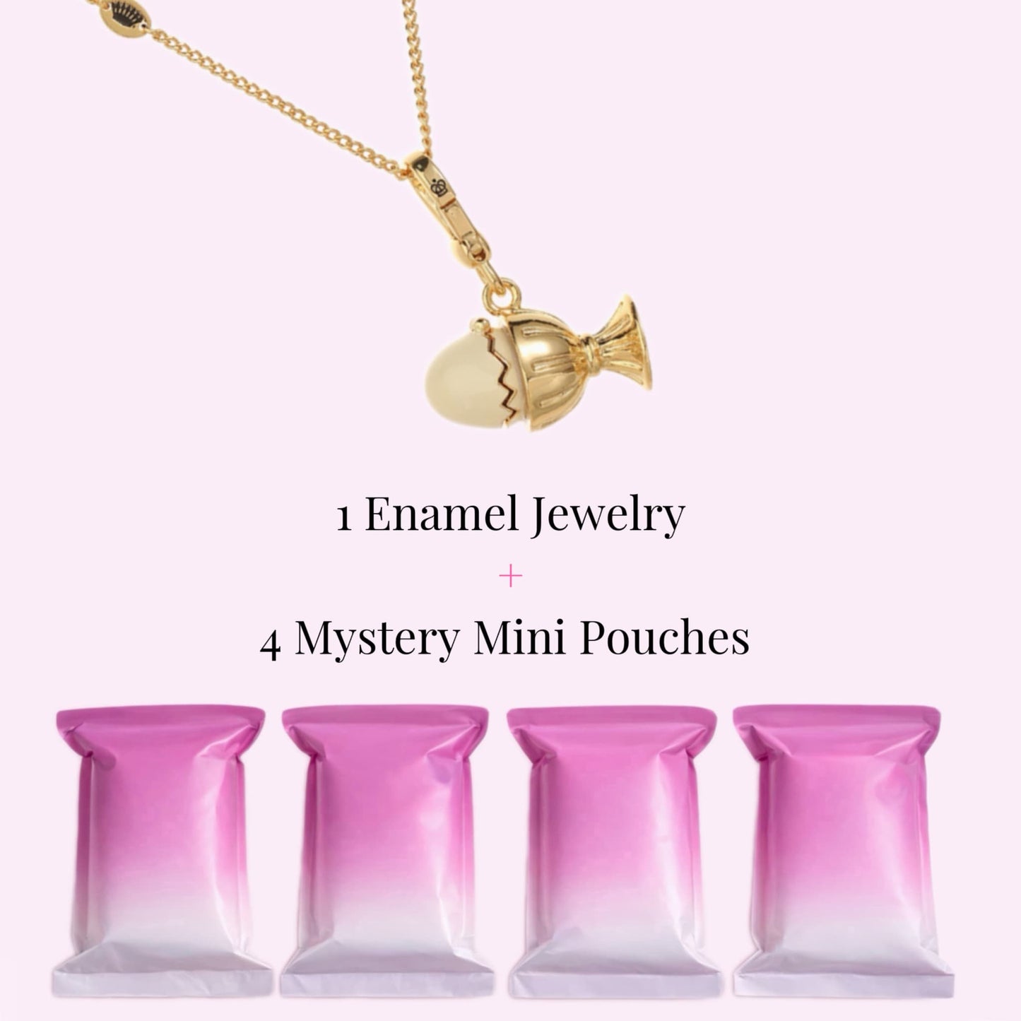 Lucky Egg Locket Necklace+ 4 Mystery Mini Bags