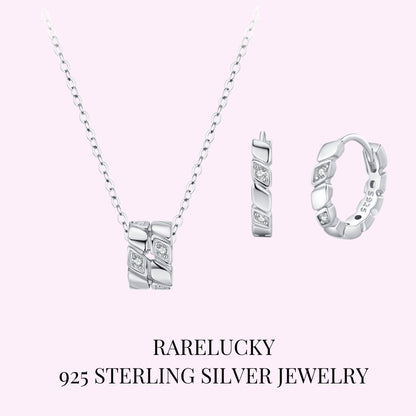 RareLucky Geometric Zircon S925 Necklace & Earrings Set