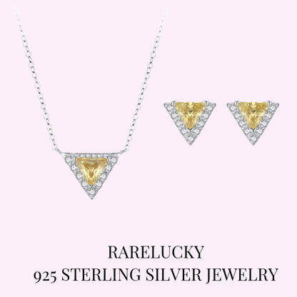 RareLucky Triangle Halo S925 Necklace & Stud Earrings Set