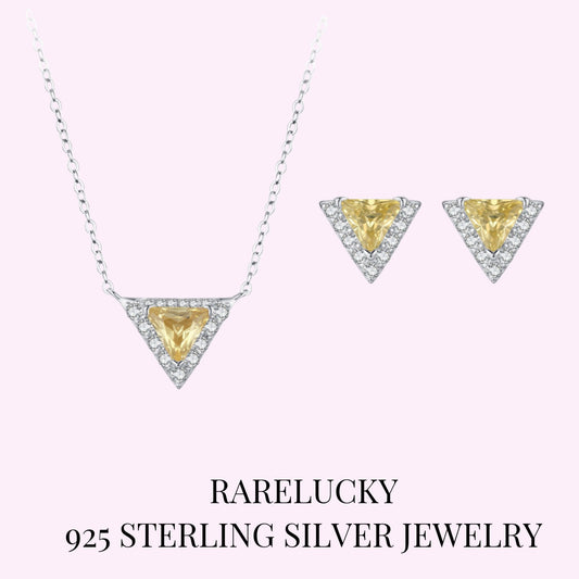 RareLucky Triangle Halo S925 Necklace & Stud Earrings Set
