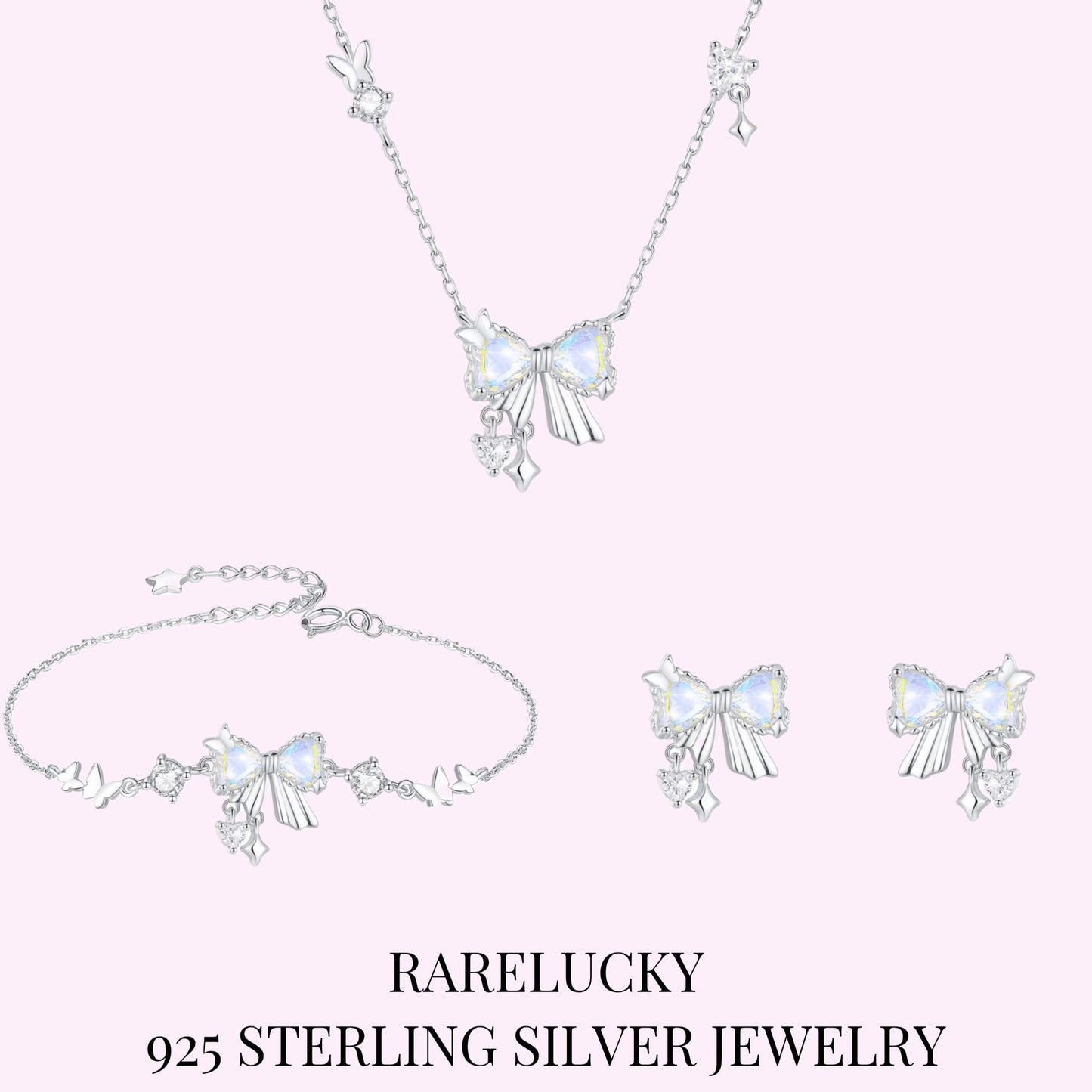 RareLucky Aurora Teardrop Bow S925 Jewelry Set