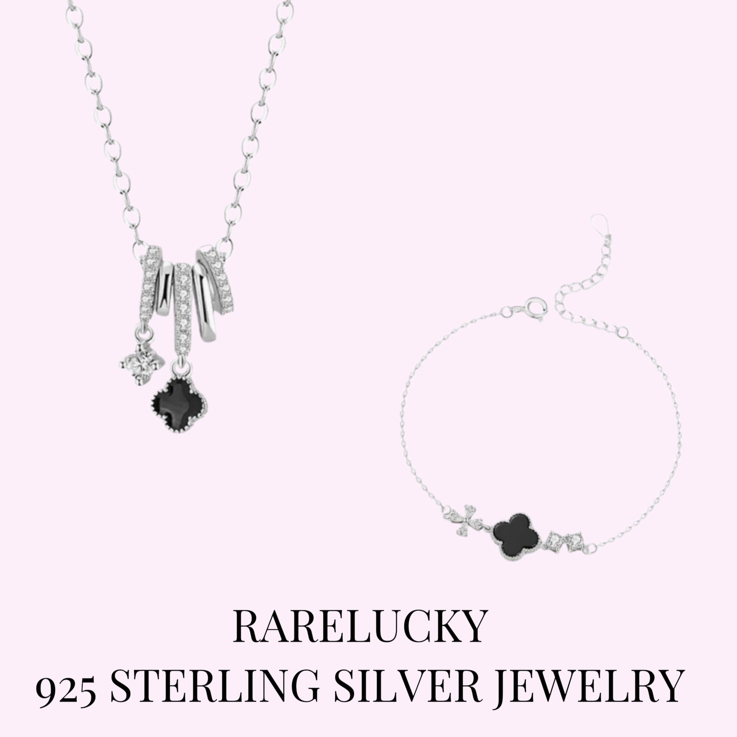 RareLucky Black Clover S925 Jewelry Set